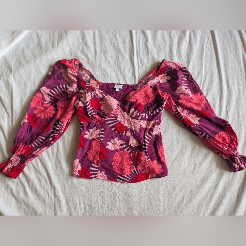 Babydoll Milkmaid Coquette Style Blouse/Top Long Sleeve Size Large